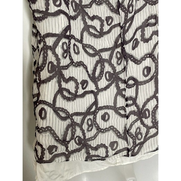Sine Silk Overlay Sleeveless Top Blouse Chain Link Print Plum and Cream‎ Medium - Picture 7 of 9